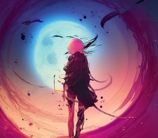 Celestial Sorceress Portrait in Cel-Shaded Style