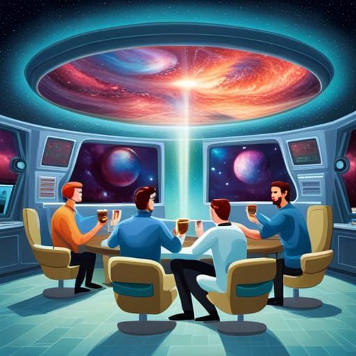 Cosmic Coffee Shop with Nebulae Backdrop