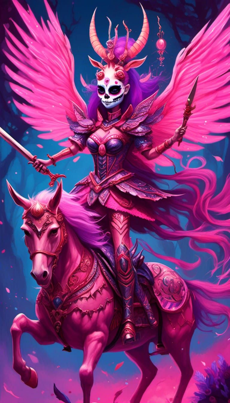 <lora:Bright Chroma:1.0> (Pink  Happy Reaper of  cancer cells )Crude, child-like child-like drawing drawing  of an femal...