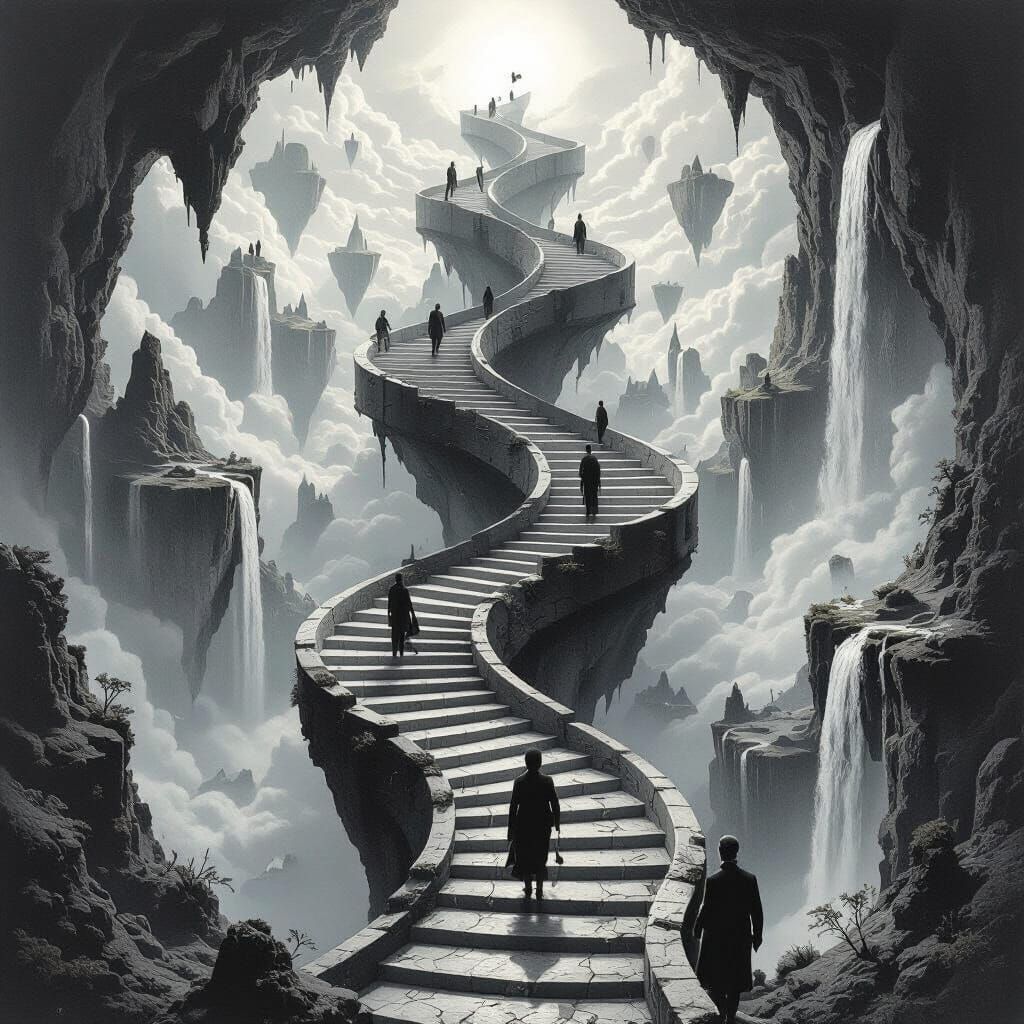 Endless Staircase on Floating Islands