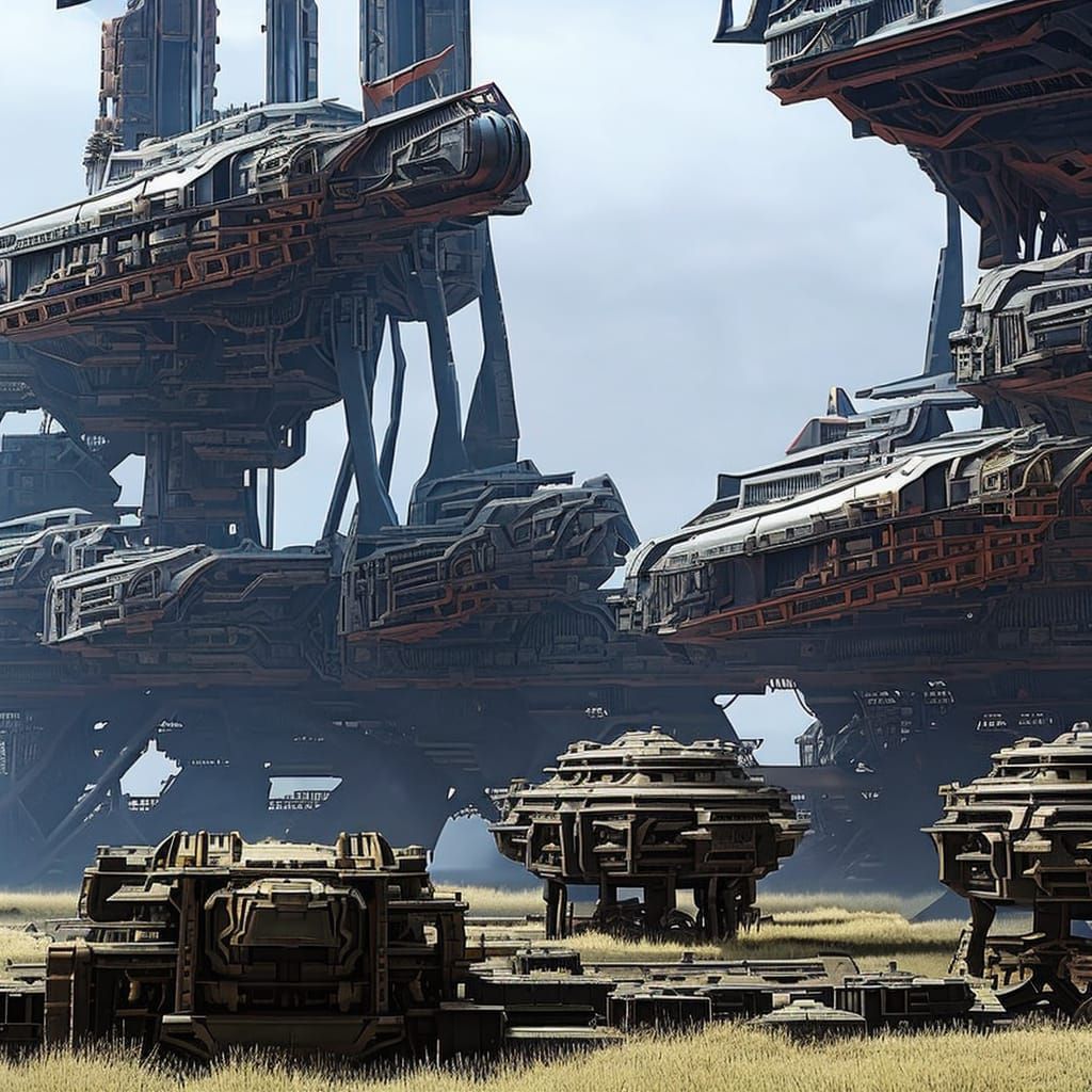 Futuristic Sci-Fi Mech Ground-Level View