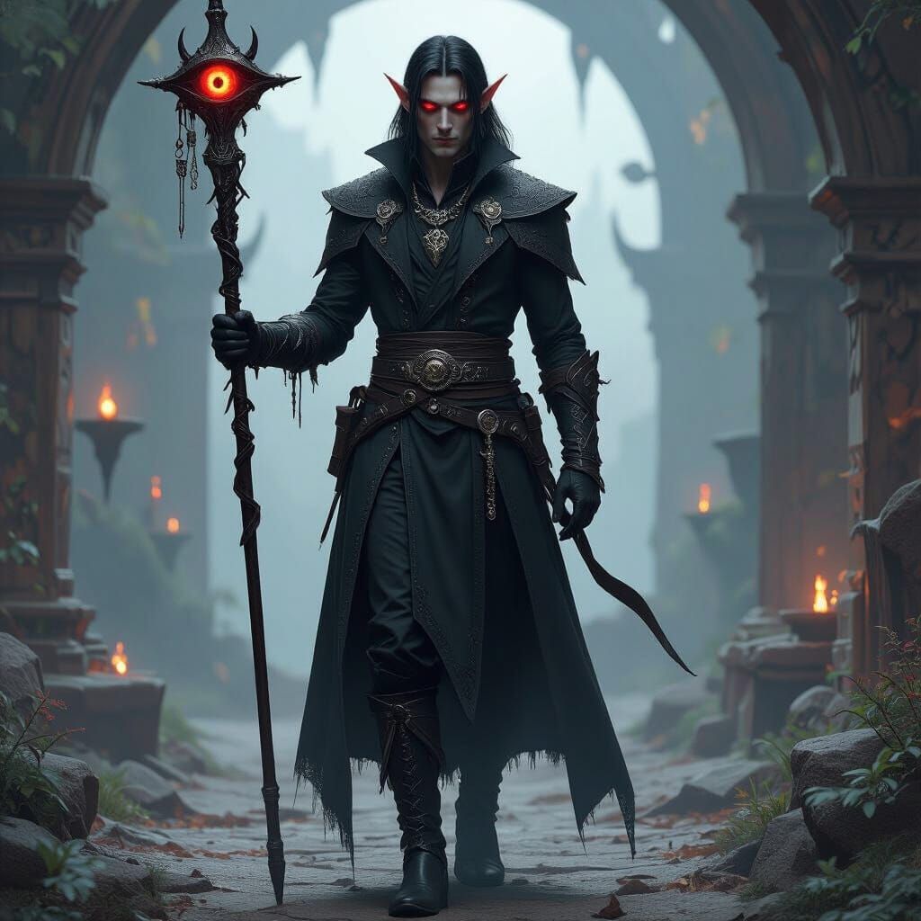 Elven Mage with Demonic Features in Detailed Matte Painting ...