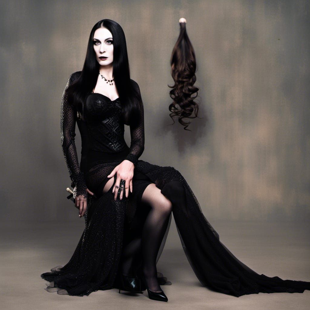 Crossdresser as Morticia Addams Character Image