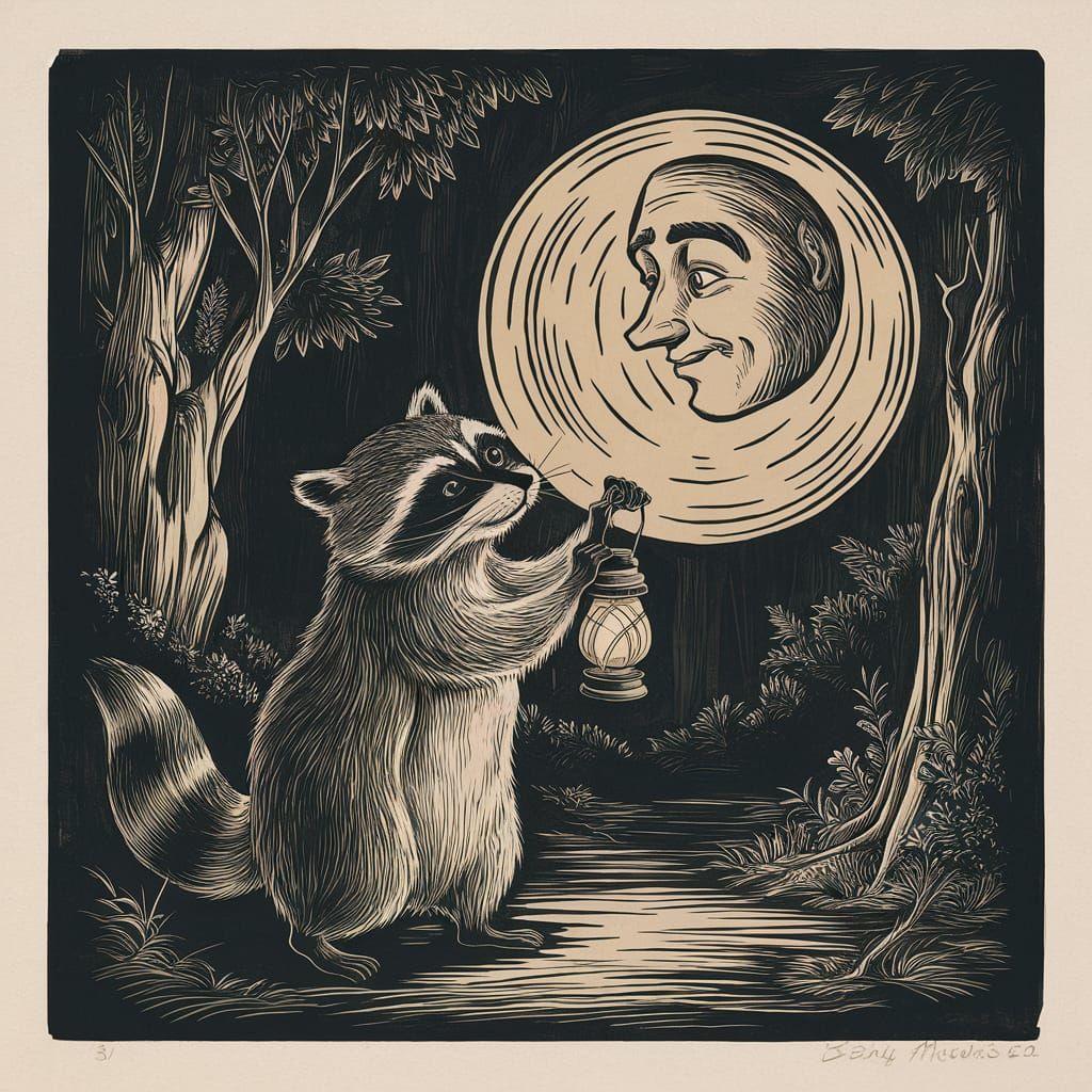 An indigenous folklore story portraying a raccoon and its cu...