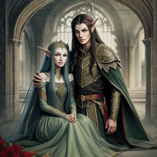 Romantic Demon King and Elven Queen Portrait