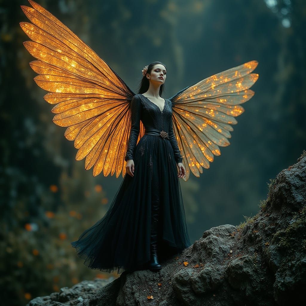 Ethereal Woman Rising: Digital Portrait in Dark Feminine Sty...