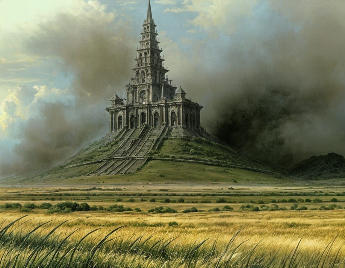 Fantasy Plains Landscape in Bad Weather