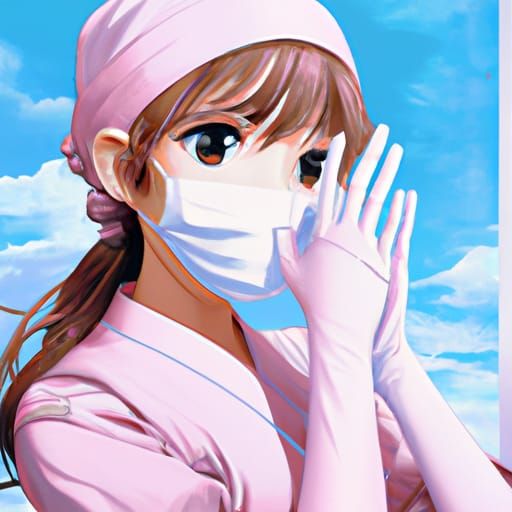 Surgical Nurse Illustration in Anime Key Visual Style