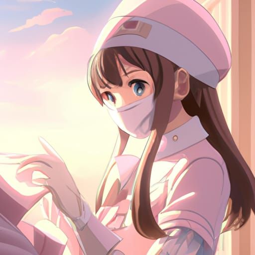 Surgical Nurse Illustration in Studio Ghibli Anime Style