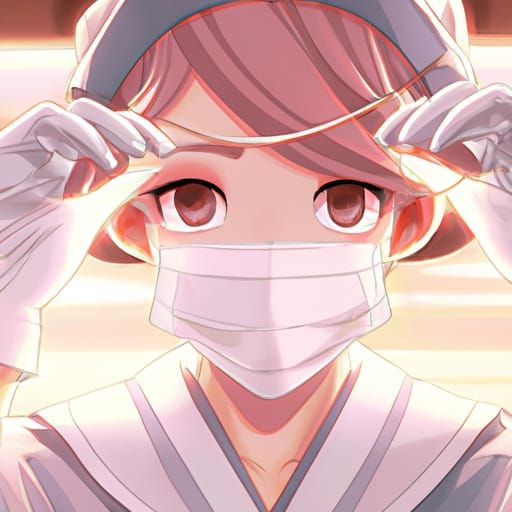 Surgical Nurse Illustration in Studio Ghibli Style