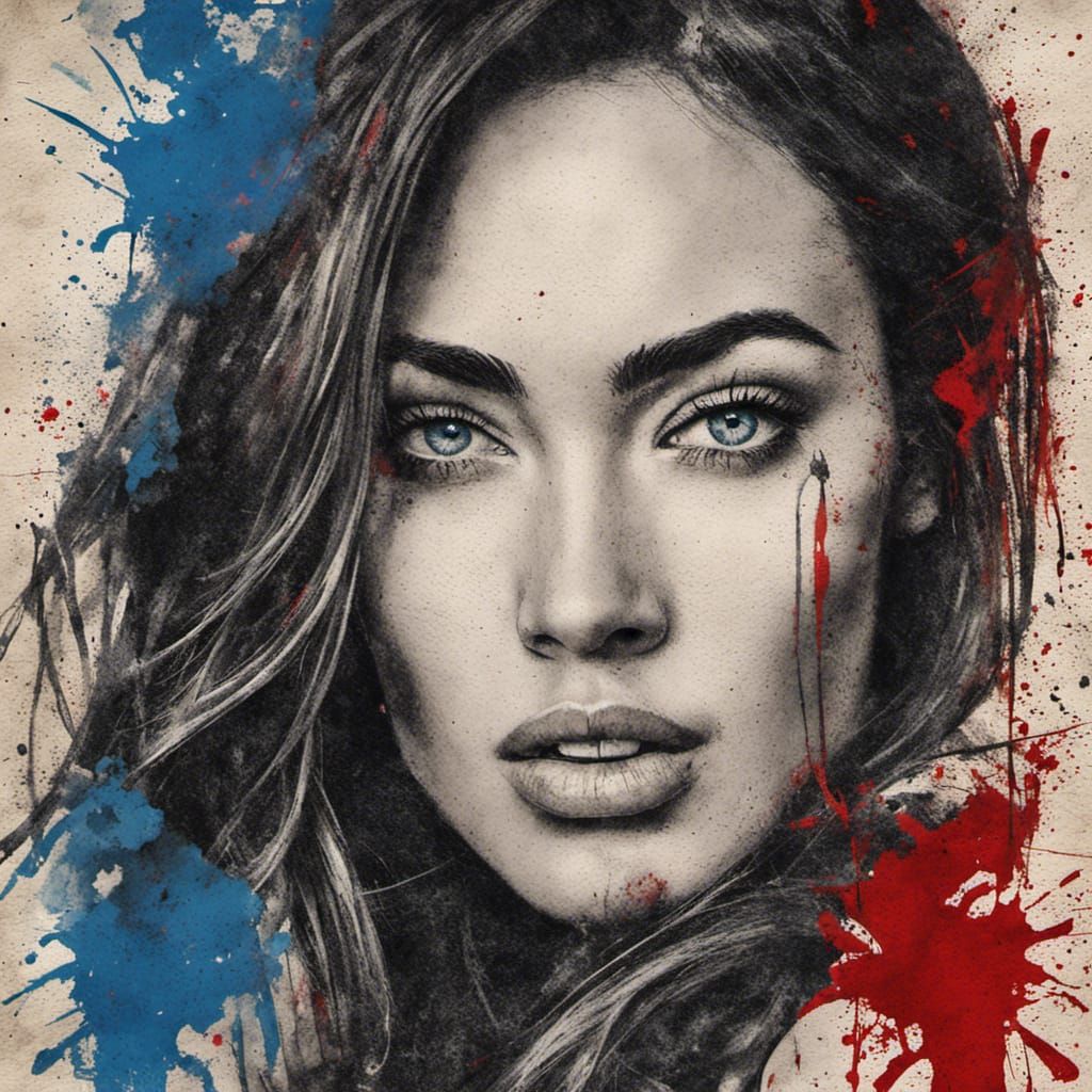 Megan Fox Ink Calligraphy Graffiti Portrait