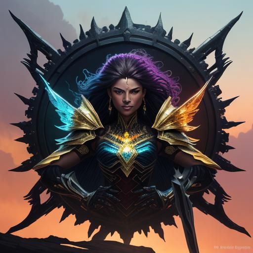 Warrior Woman Adorned with Gemstones in Fantasy Art