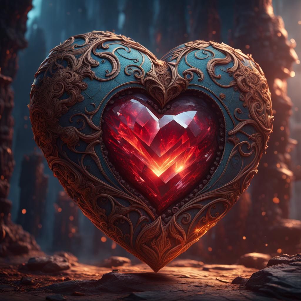 Diamond Heart in Detailed Matte Painting Style