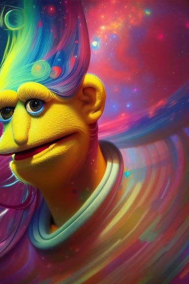 Psychedelic Muppets in a Starry Galaxy, Hyperdetailed Art