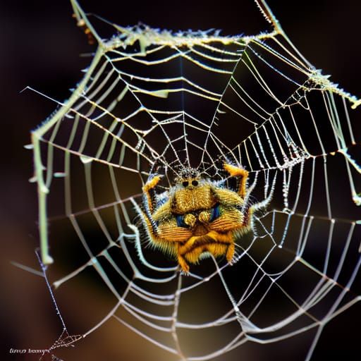 Wooly Spider in Detailed Spiderweb
