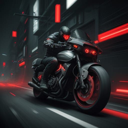 Cyberpunk Car Speeds Through Dark Alley in Sinister Red Glow