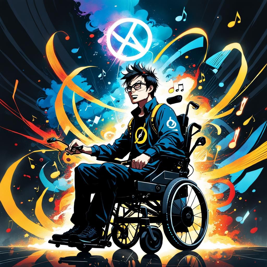 Anime Style: Young Composer in Wheelchair