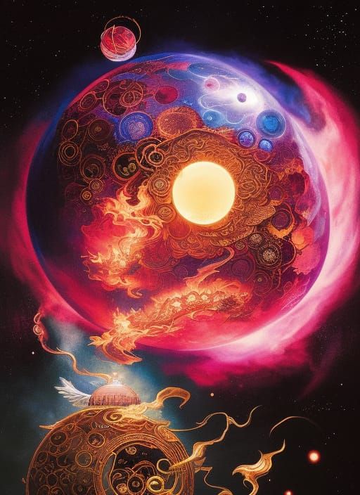 Elemental Spheres Concept Art in Dark Fantasy Style