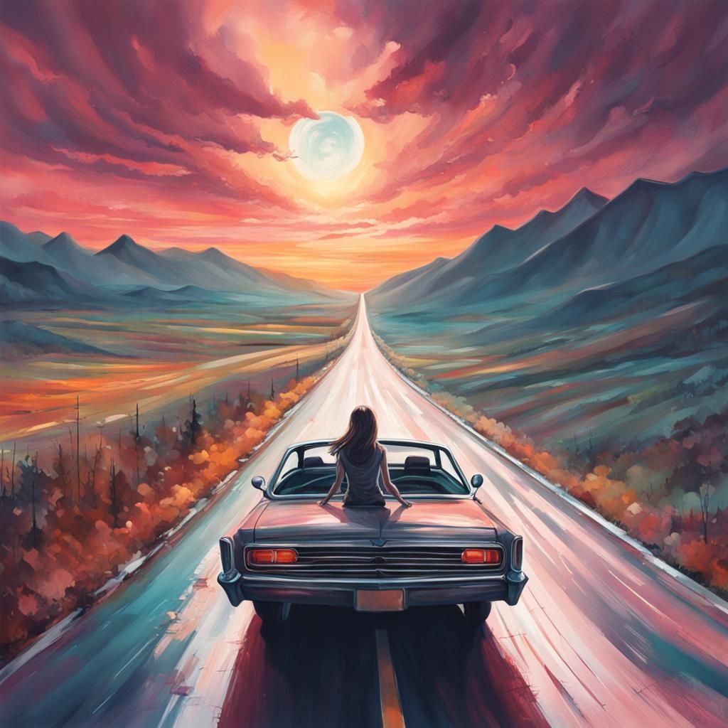 Hyperrealistic Car Ride Interrupted by Ghostly Figure