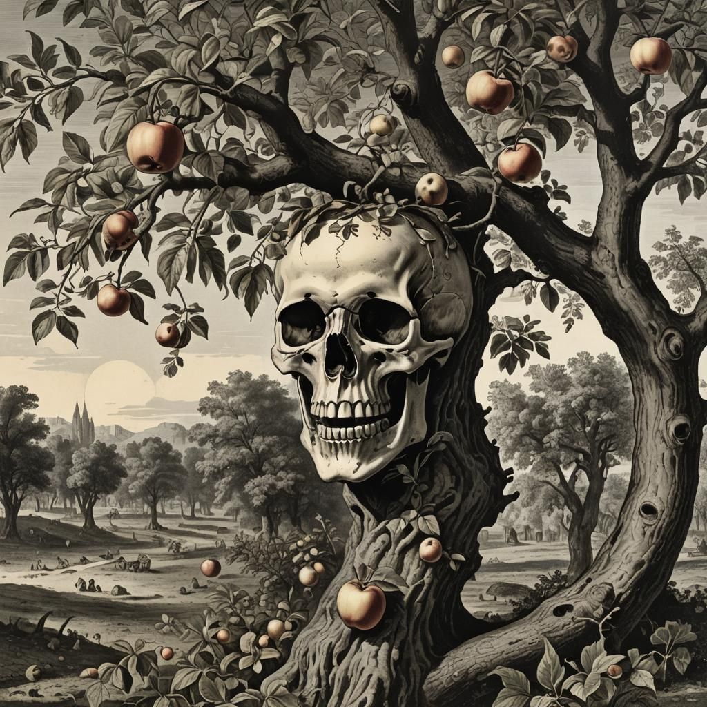 Falling Apple in Expressionist Oil Painting Style