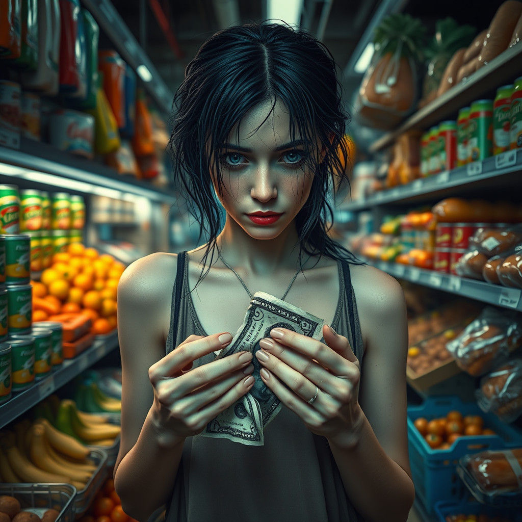 Starving Mother in a Grocer's Paradise