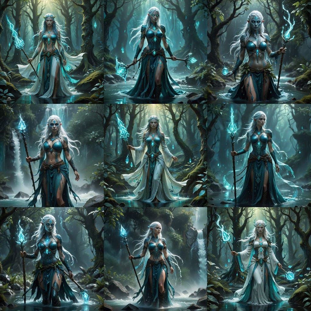 Ethereal Water Druid in Resplendent Teal and Blue