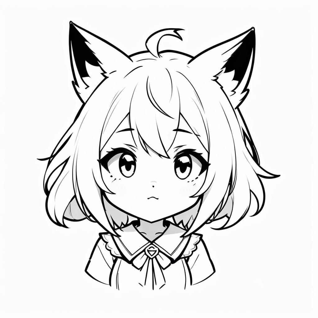 Chibi Anime Fox Girl Doodle (Blue Pencil XL)