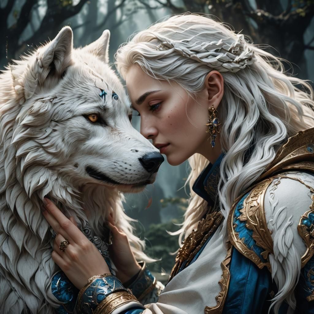 Woman and Wolf: Fantasy Concept Art