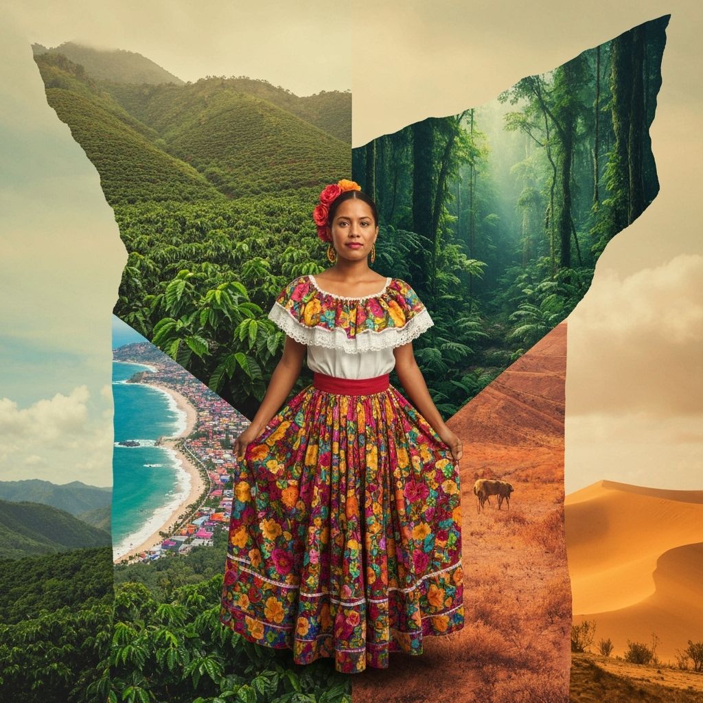 Colombian Woman in Hyperrealistic Landscape Collage