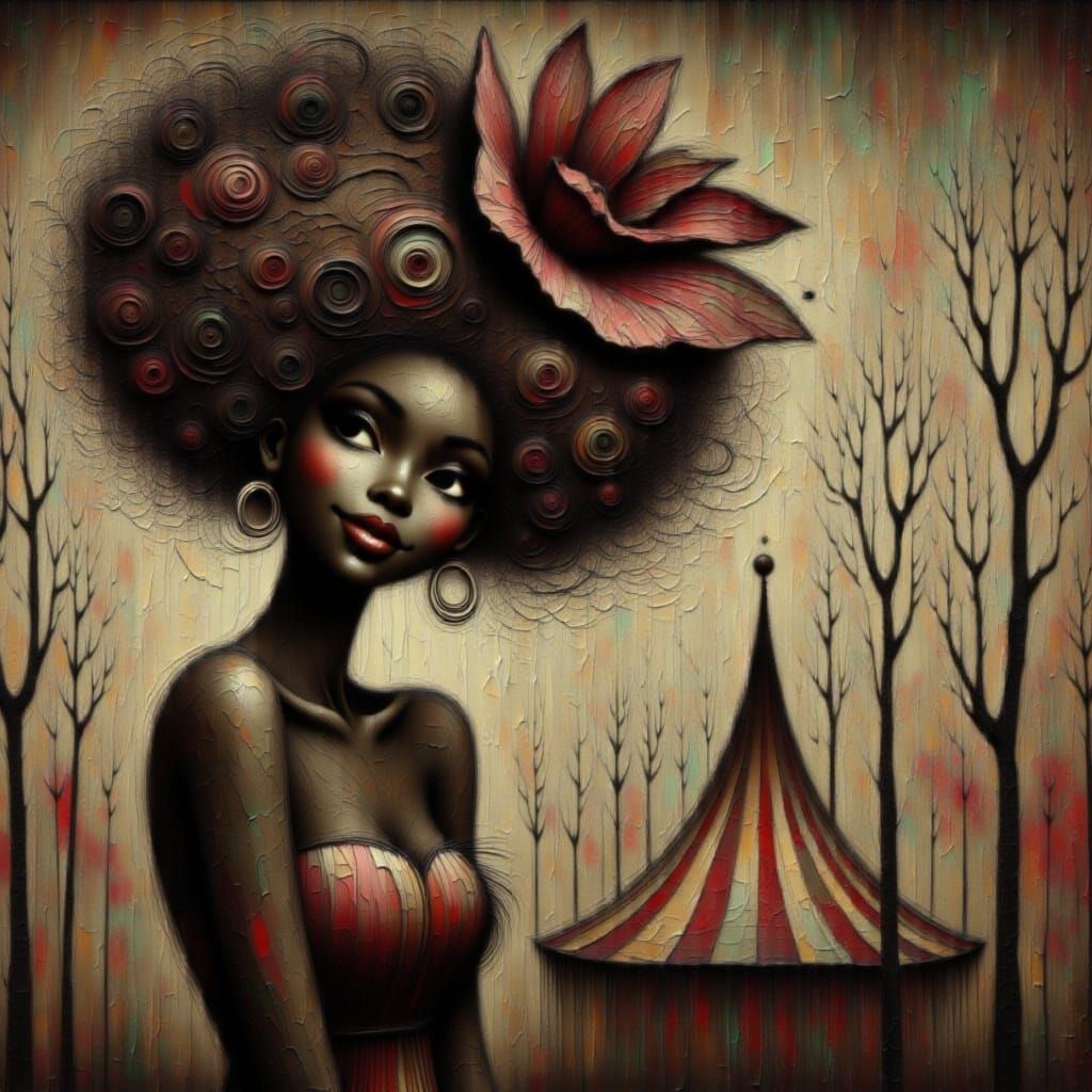 Whimsical Bearded Lady Poster Art