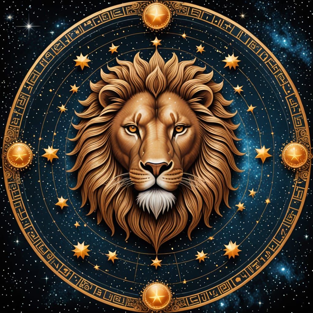 Leo Zodiac Sign as Celestial God in Ideogramic Splendor