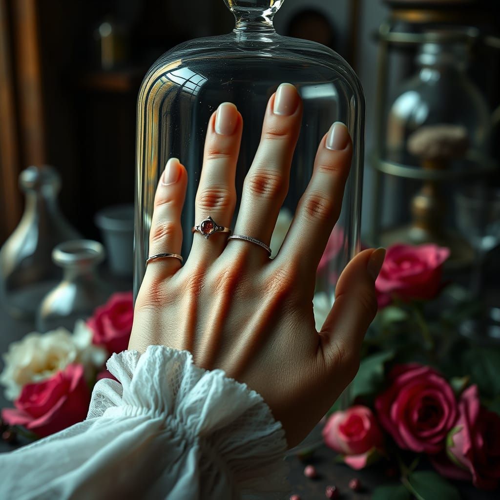 Elaborate Alchemist's Lab with Essential Oils and Roses