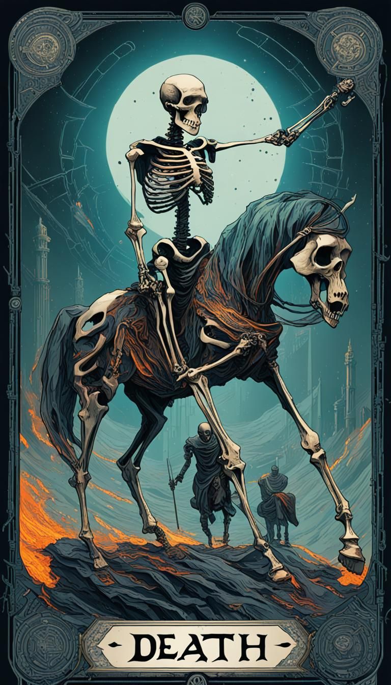 Death Tarot Card in Cyberpunk Style