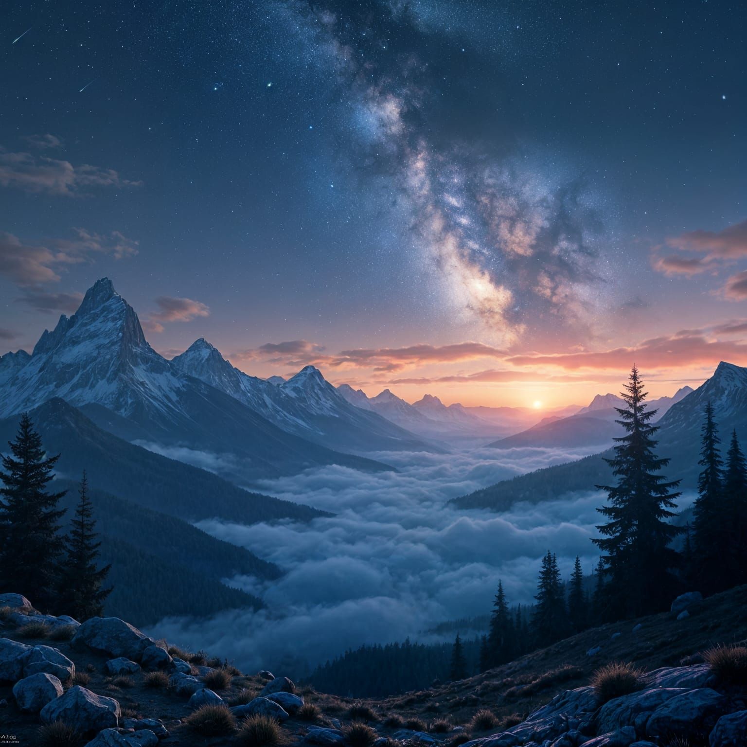 Milky Way Over Mountains: A Fantastical Nightscape