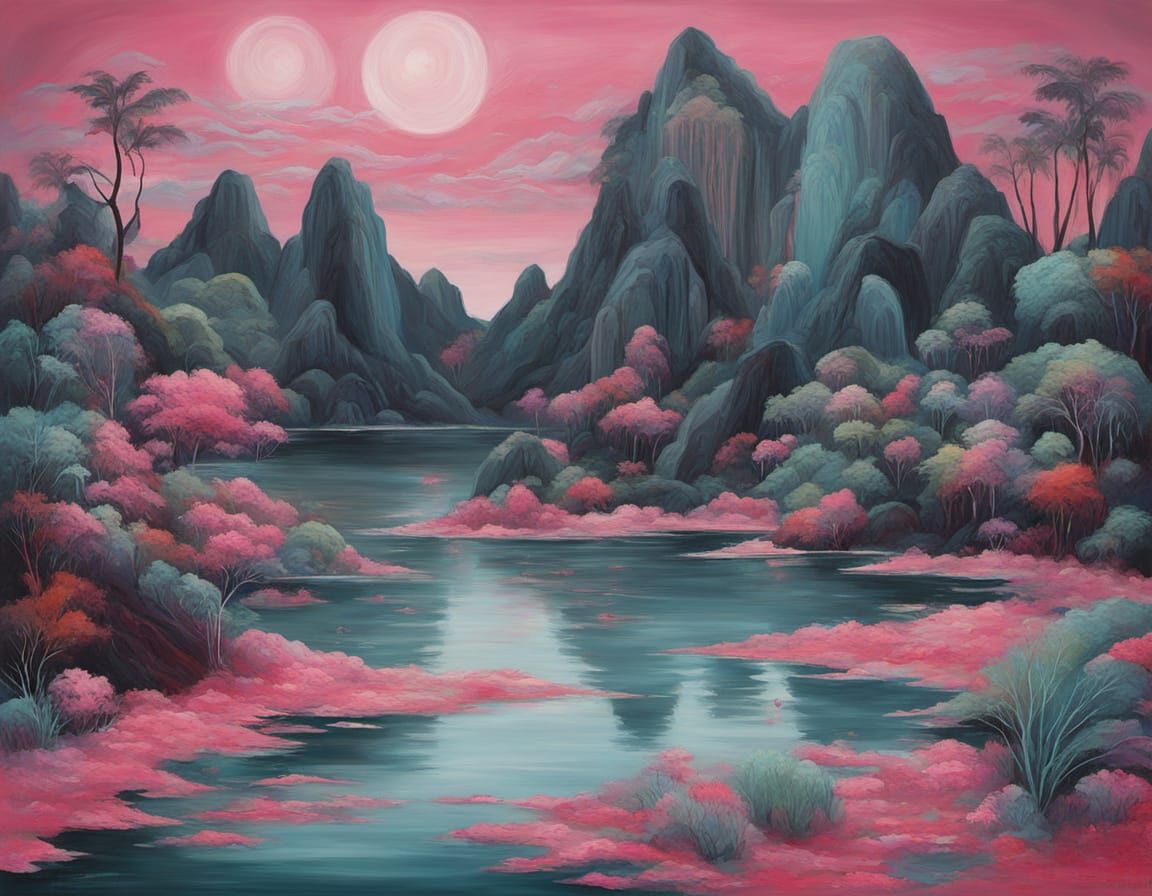 Abstract Serenity Family Painting in Dark Academia Style