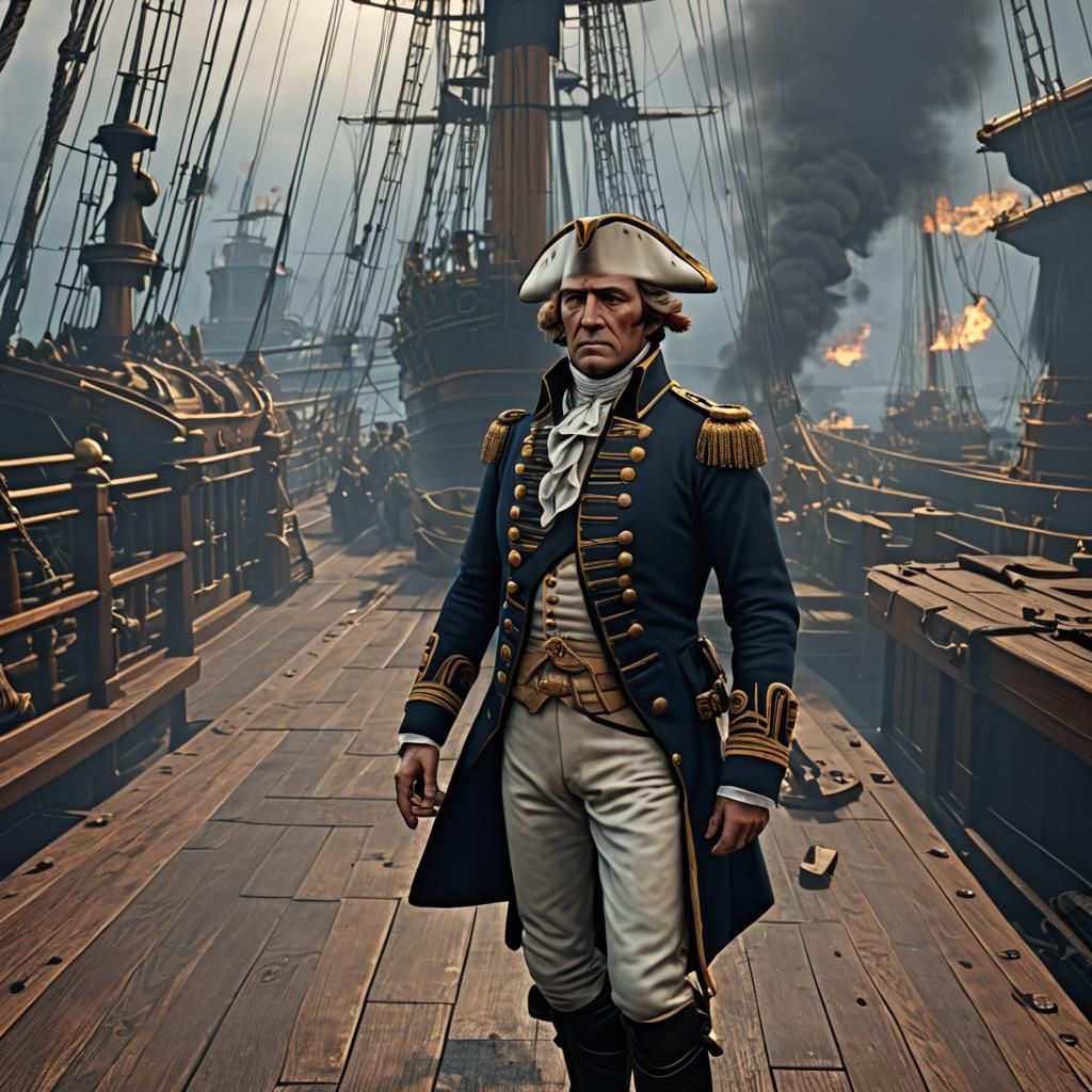 Admiral Nelson onboard HMS Victory lying on deck dying, sayi...