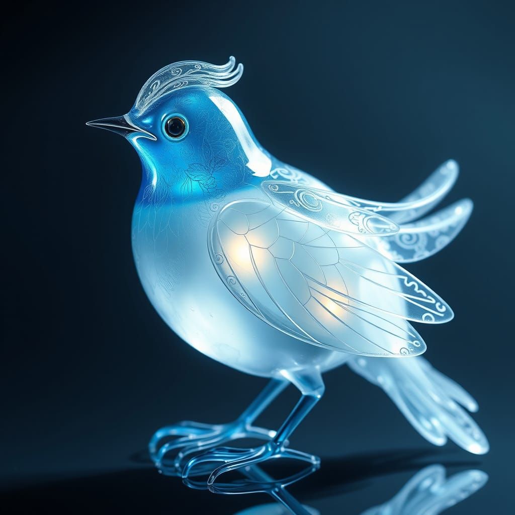 Ethereal Glass Bird with Intricate Designs