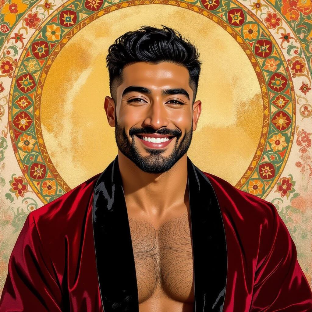 Warm Impressionist Portrait of a Man in Velvet Robe