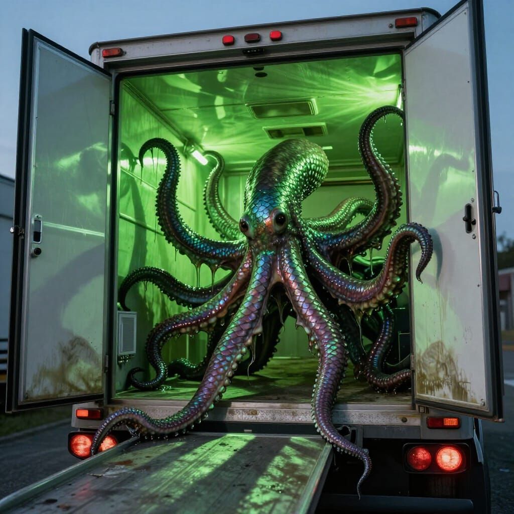 Menacing Tentacles Emerge from Semi-Trailer