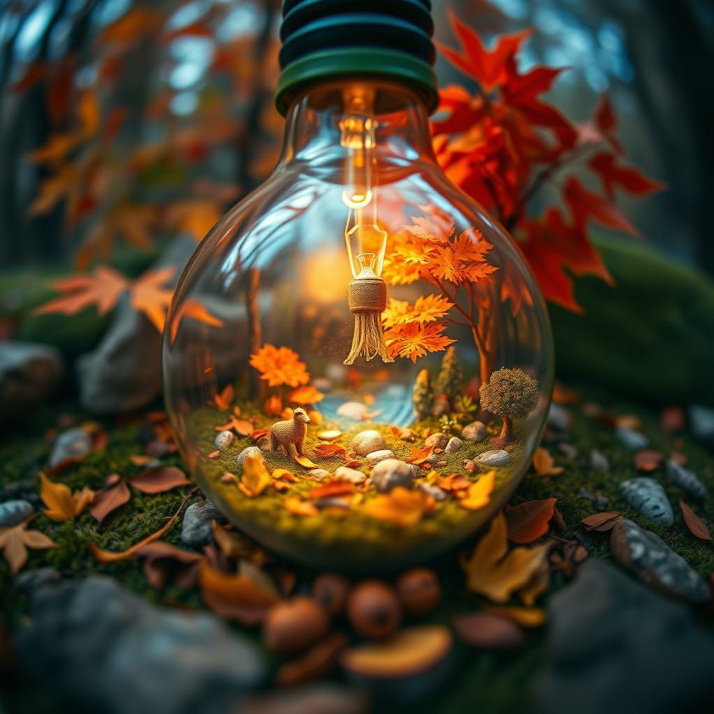 Miniature Autumn World in Magical Potion Bulb