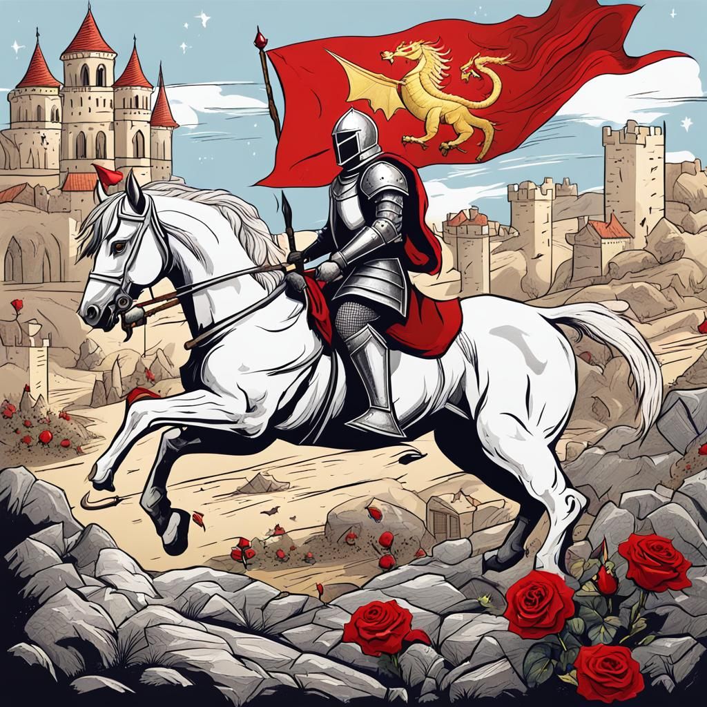 Knight and Dragon Battle Illustration