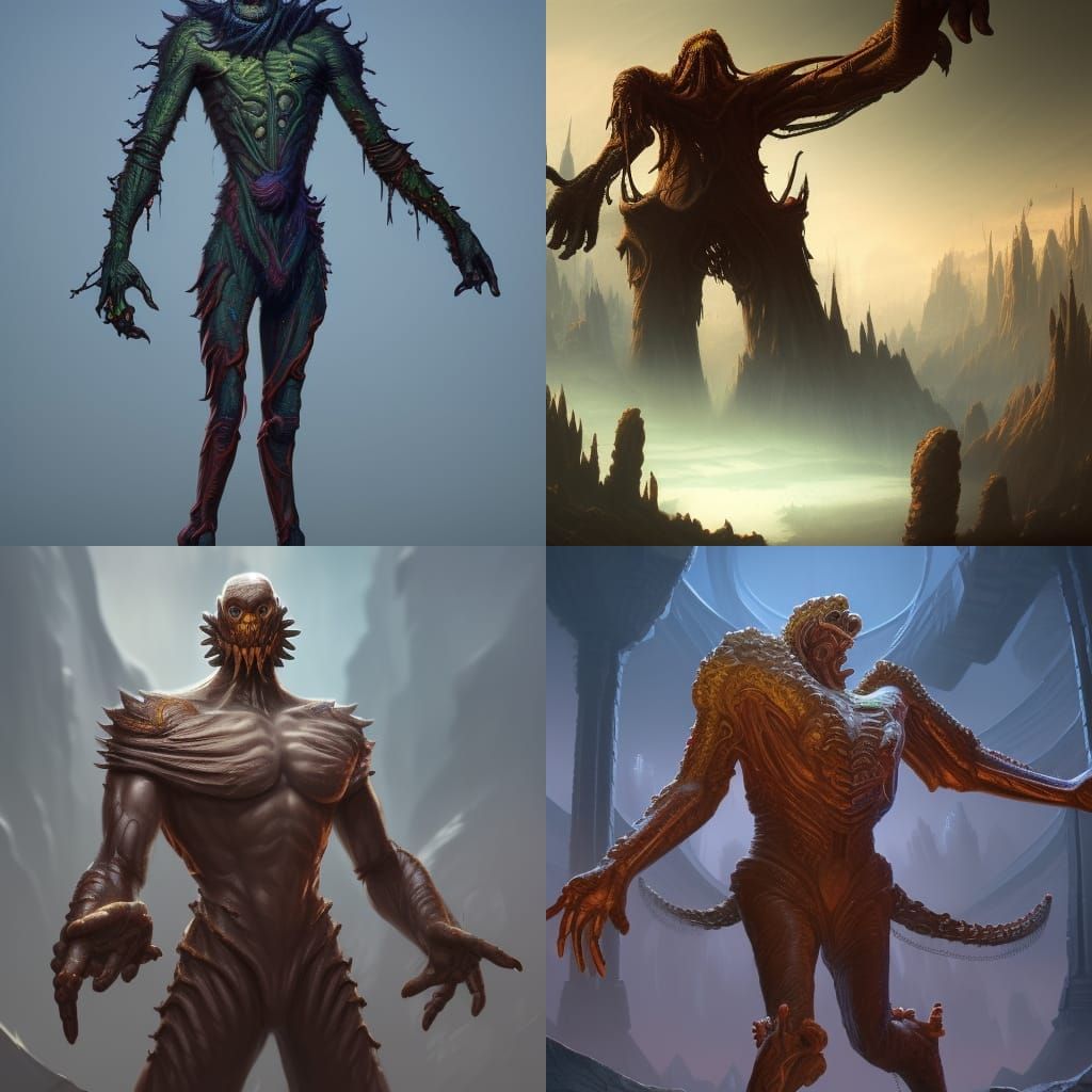 Bald Man with Exaggerated Limbs: Fantasy Concept Art