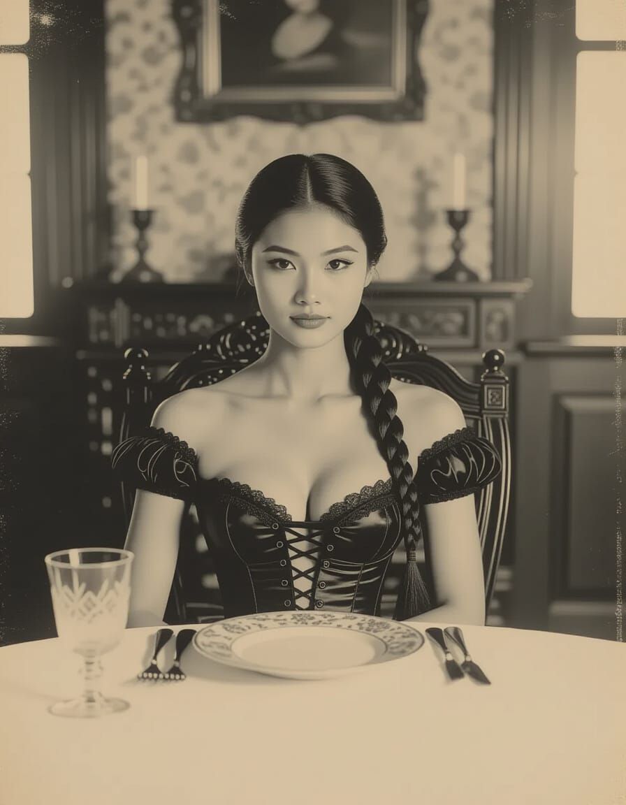 Vintage Sepia Photograph of Indonesian Woman