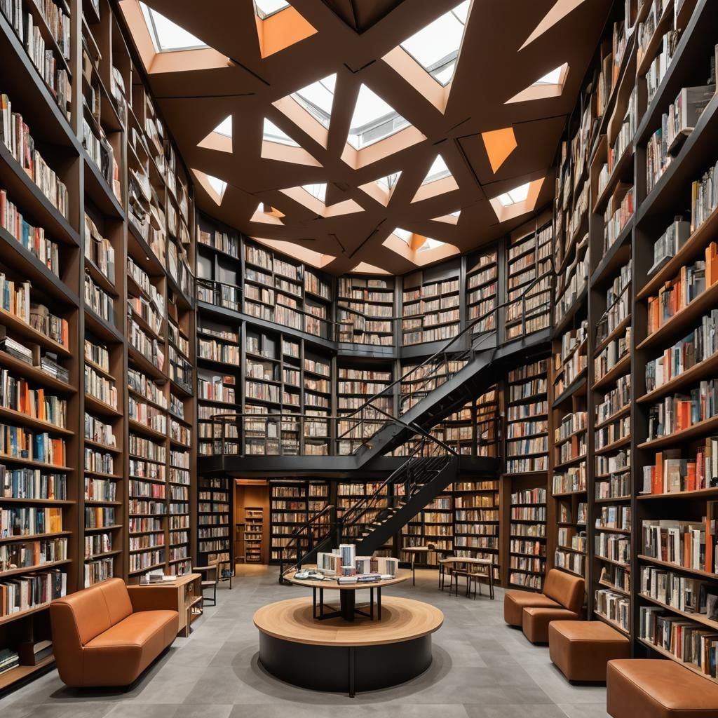 Modern Bookstore Design in Sydney with Warm Colors