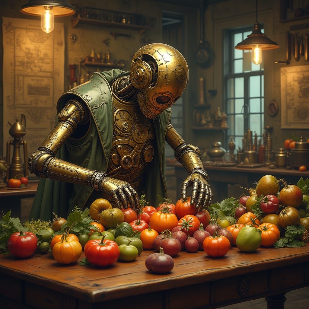 Steampunk Automaton Arranges Mechanical Harvest