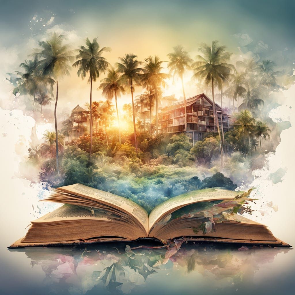 Tropical Island Emerges from Disintegrating Books