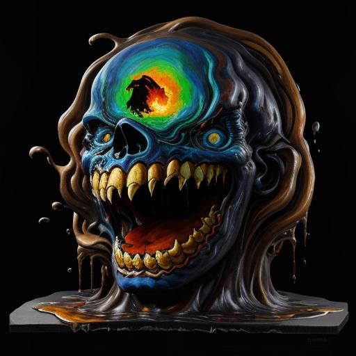 Monster Wave: Expressionist Oil Painting