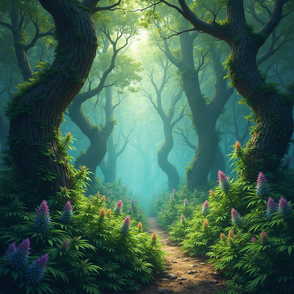 Mystical Forest with Exotic Flora, Matte Painting