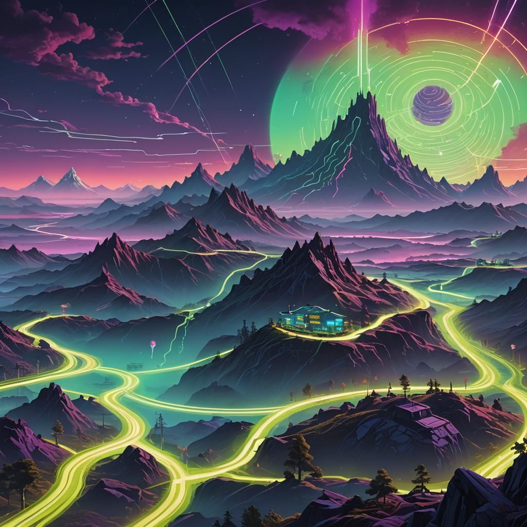 Glowing World Map on Imaginary Screen