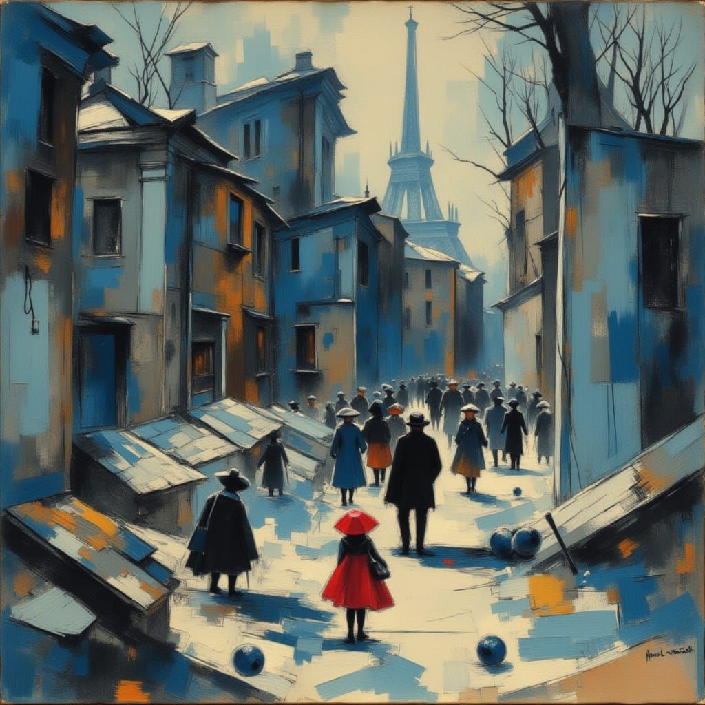 Parisian Street Scene in Impressionist Style